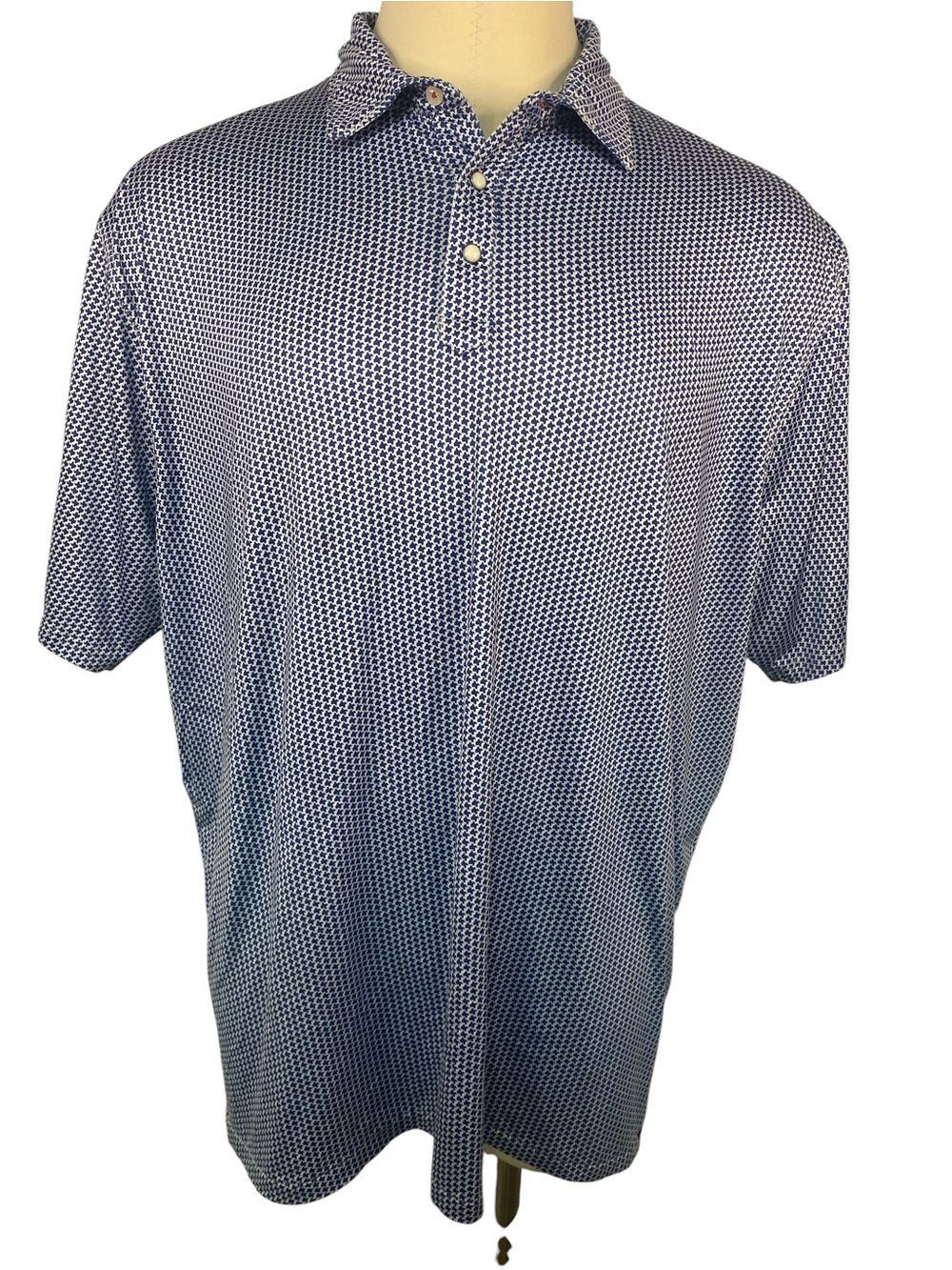 Rafter C Blue Patterned Short Sleeve Polo Shirt Men’s 3XL